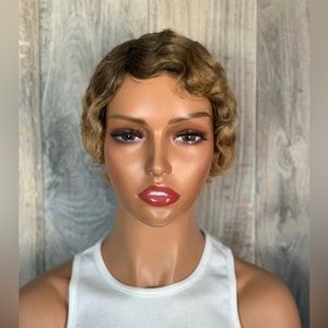 Human Hair Ombre Pixie Cut Finger Wave Wig